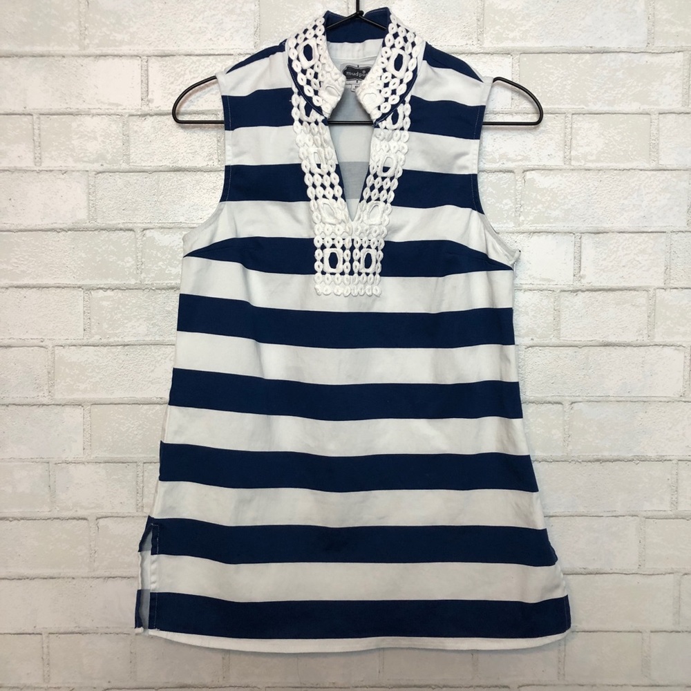 Navy and White Striped Sleeveless Top